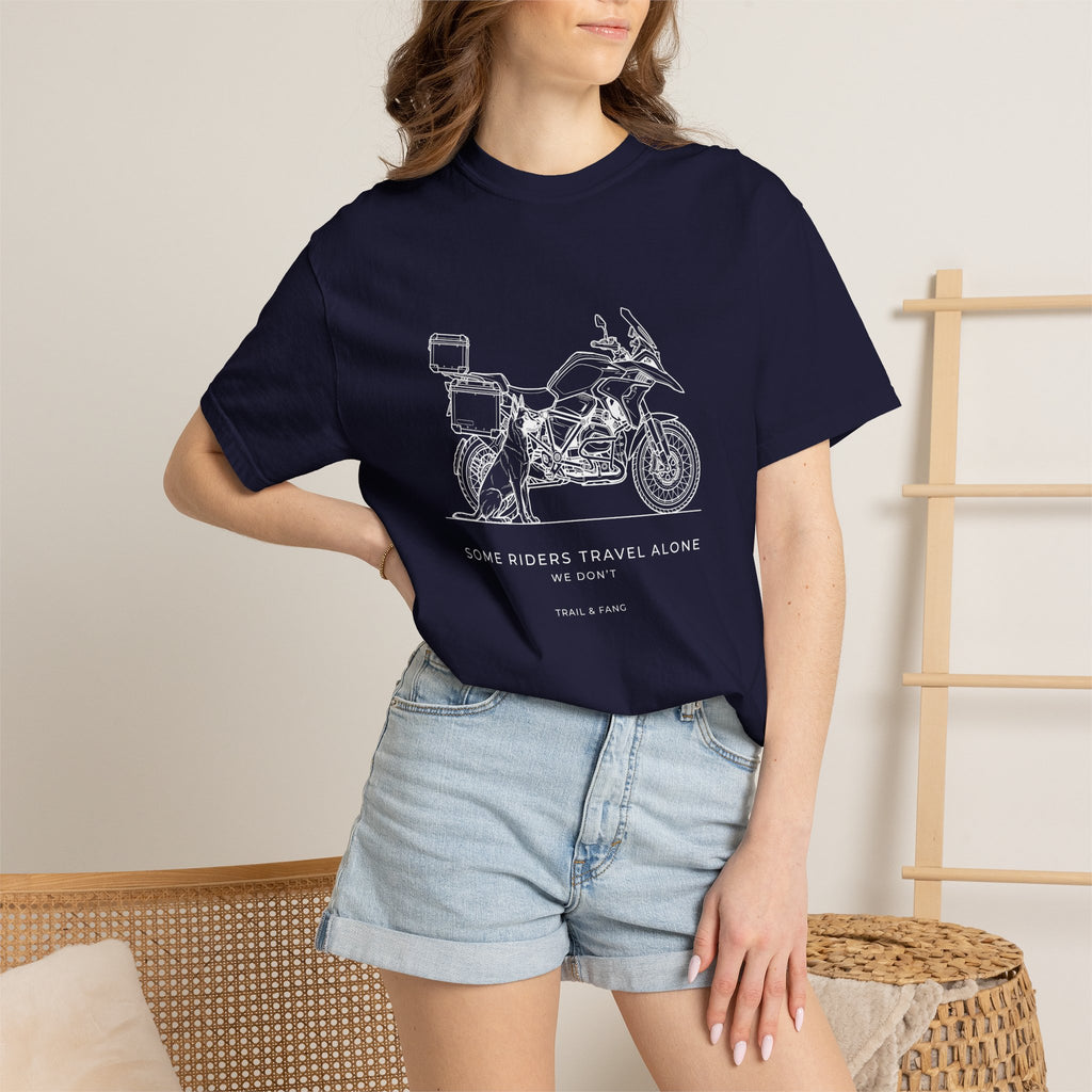T-shirt moto d'aventure « Certains motards voyagent seuls »
