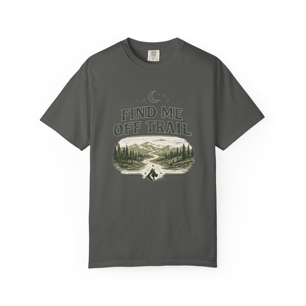 T-shirt « Find Me Off Trail » — T-shirt graphique camping et randonnée