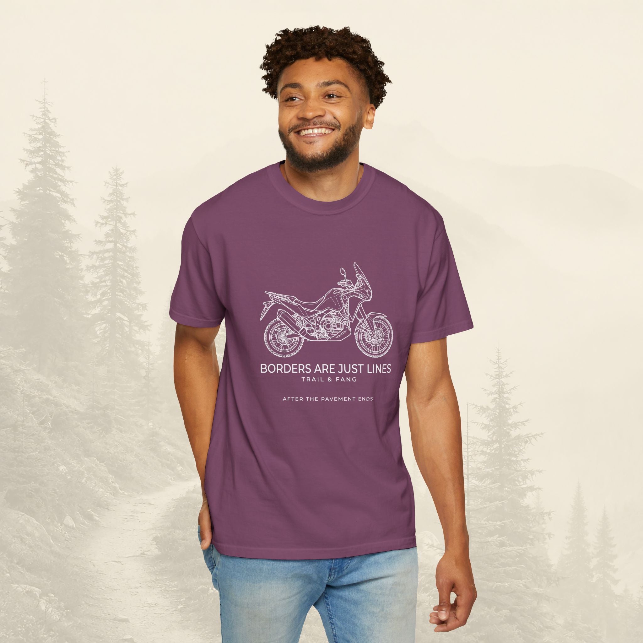 Les frontières ne sont que des lignes - T-shirt moto aventure