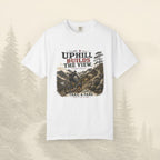 Le t-shirt « À force de monter, on découvre la vue »