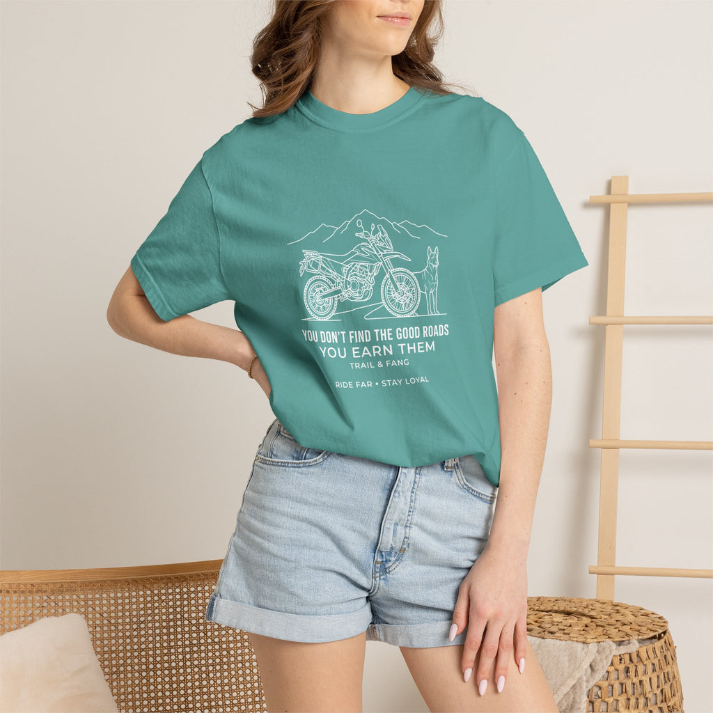 T-shirt « Les bonnes routes, ça se mérite »