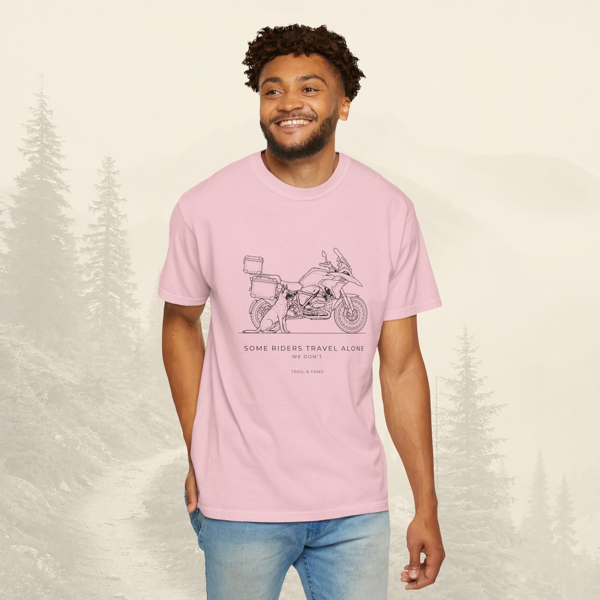 T-shirt moto d'aventure « Certains motards voyagent seuls »