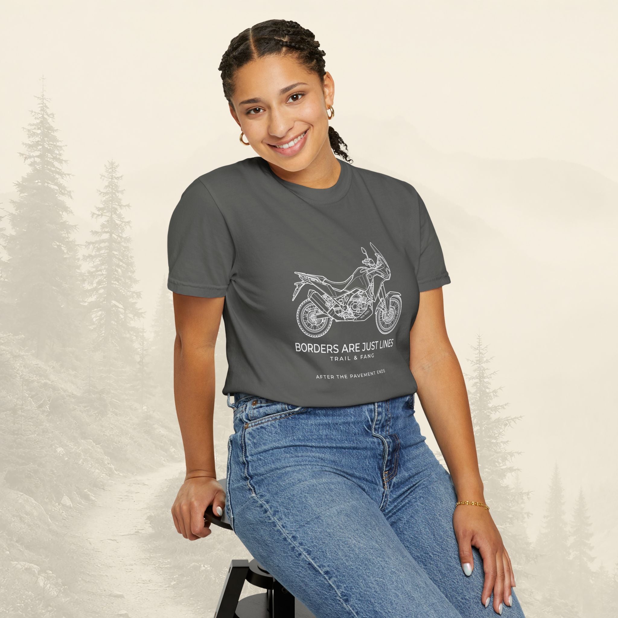 Les frontières ne sont que des lignes - T-shirt moto aventure