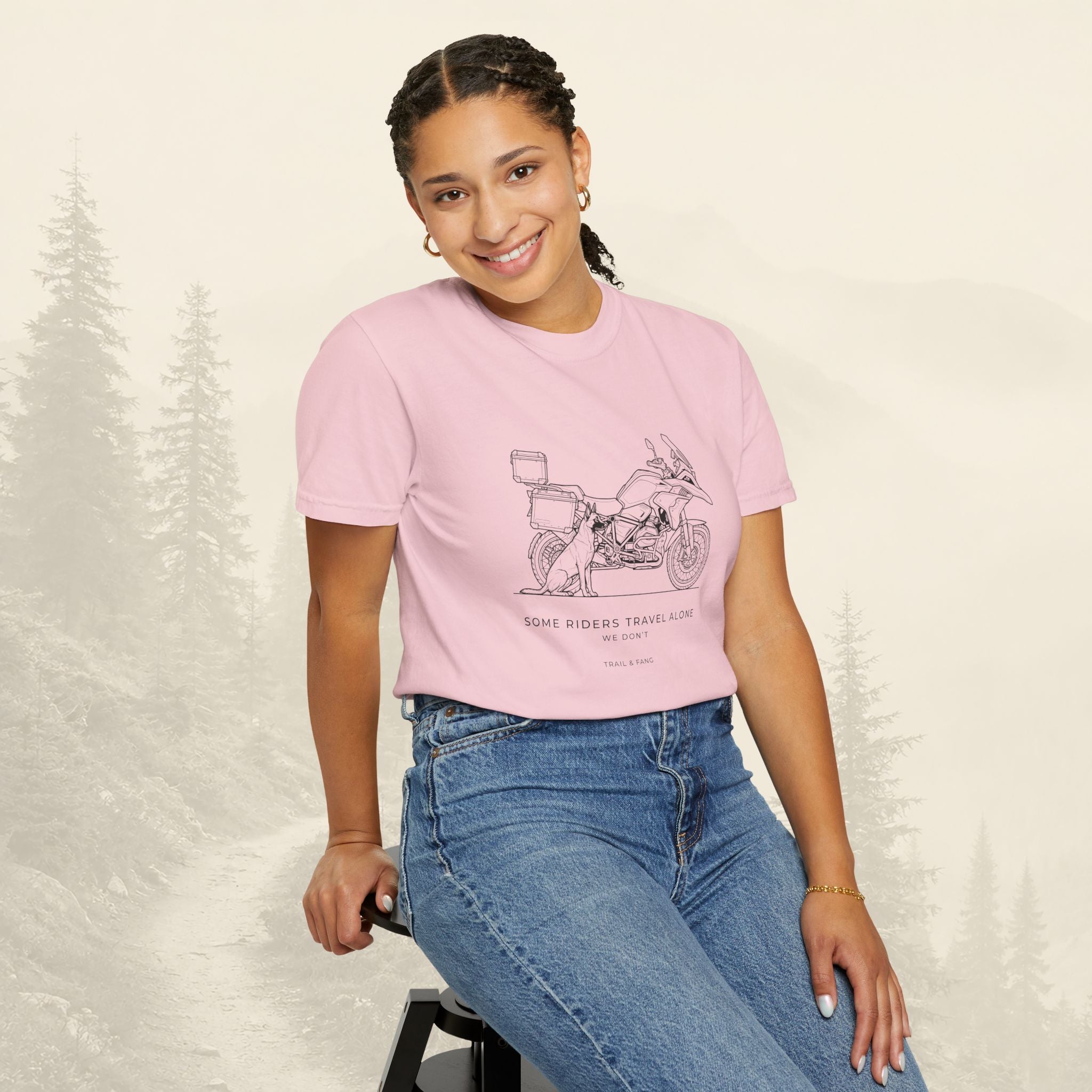 T-shirt moto d'aventure « Certains motards voyagent seuls »